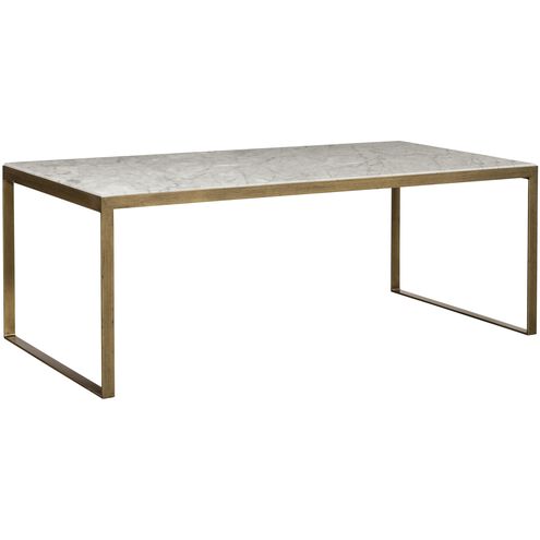 Evert 39.5 X 21.5 inch White / Antique Brass Coffee Table, Low